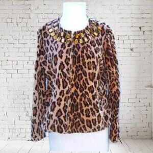 Vintage Ultrasport Cheetah Print Velour Zip Front Jacket